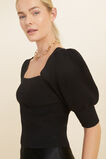 Boucle Puff Sleeve Top  Black  hi-res