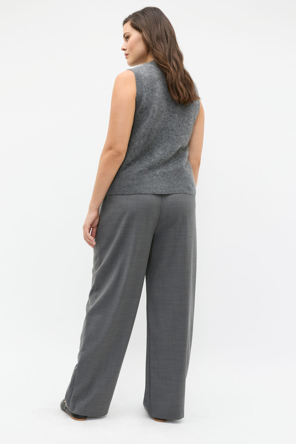 Brushed Cashmere Button Vest  Charcoal Grey Marle