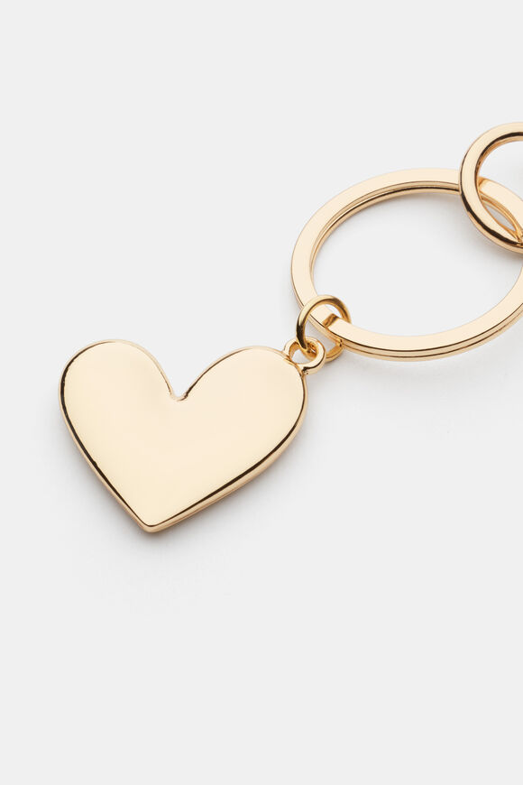 Gold Initial Keyring  Heart  hi-res