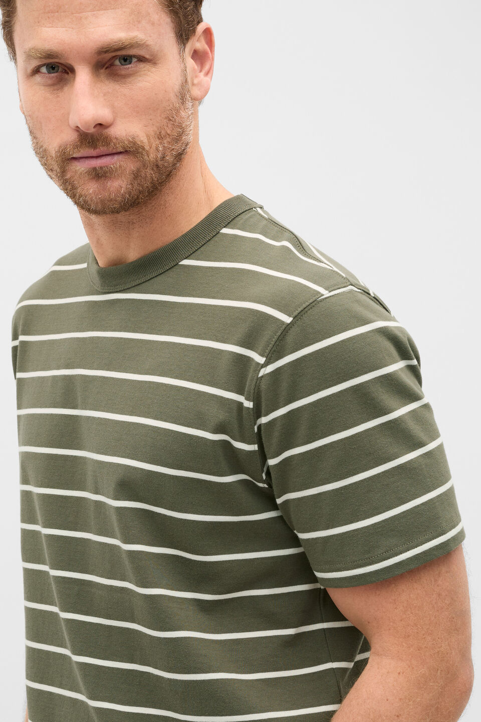 Crew Stripe Tee  Olive Stripe