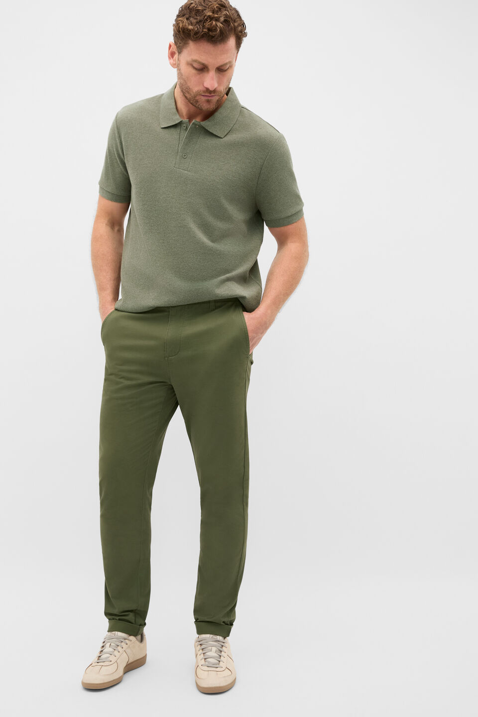 Textured Polo  Olive Multi
