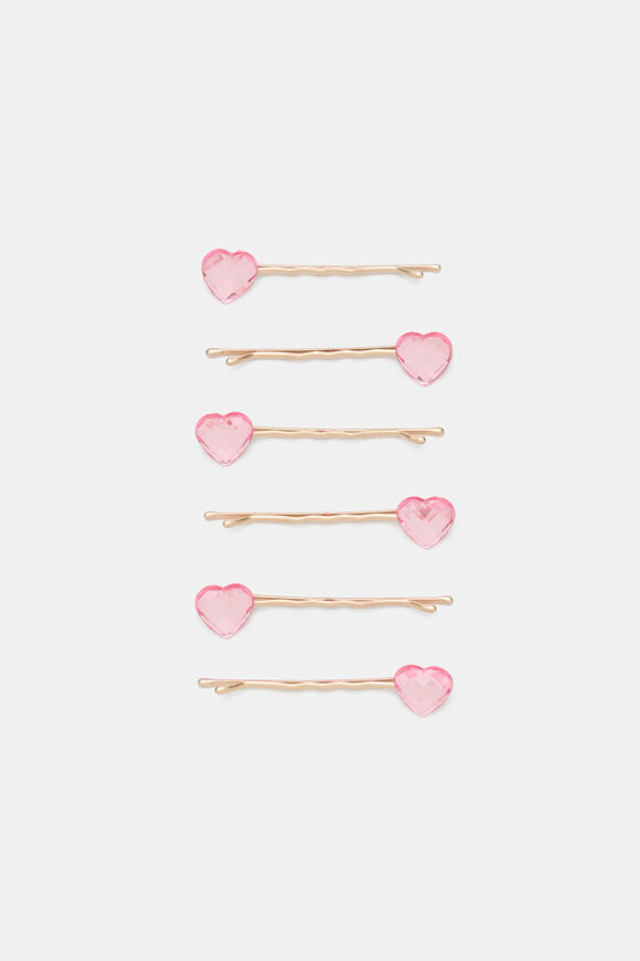Gem Heart Bobby Pins  Multi  hi-res