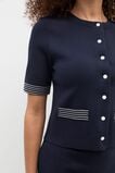 Crepe Knit Contrast Top  Twilight Blue  hi-res