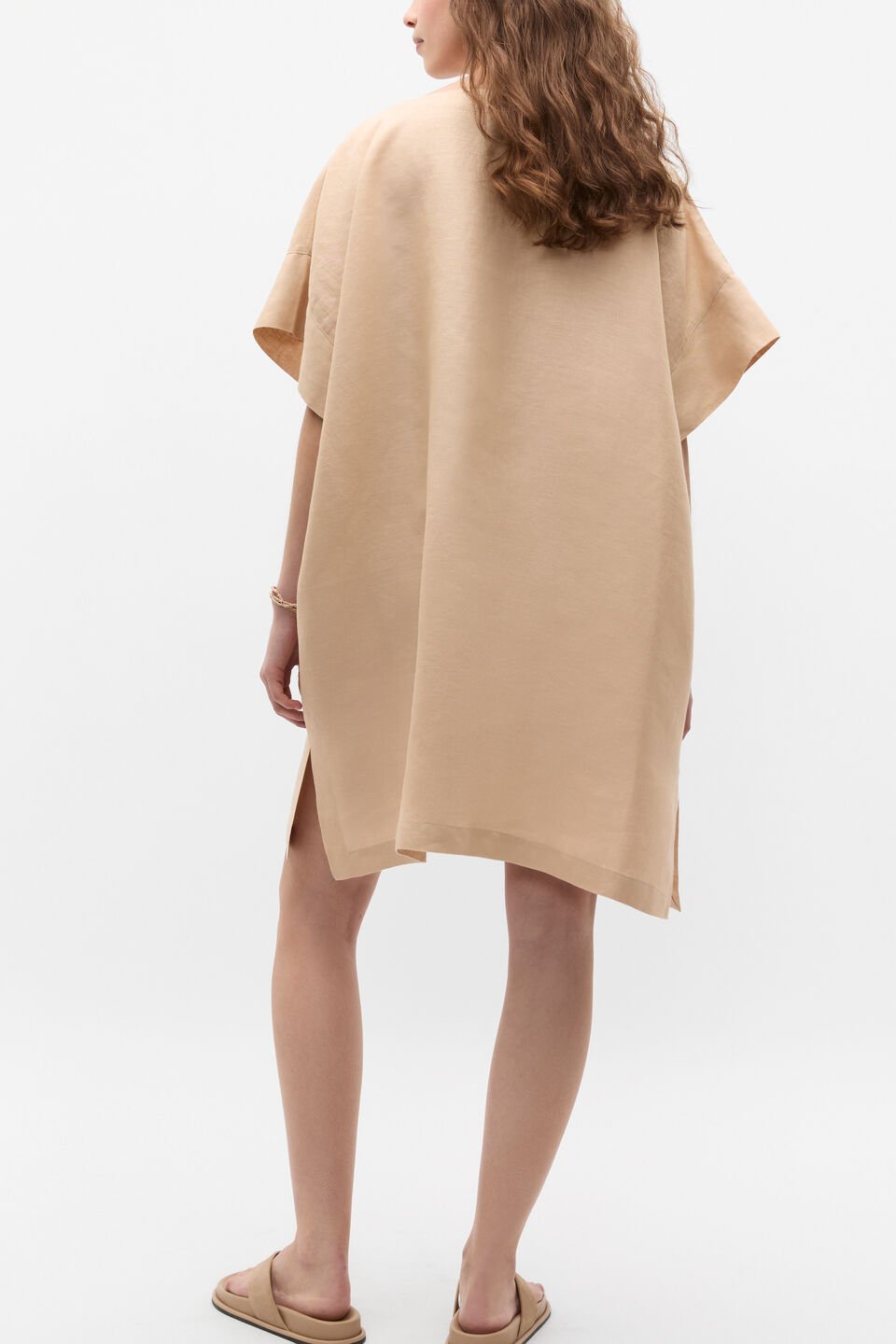 Boat Neck Poncho  Ecru