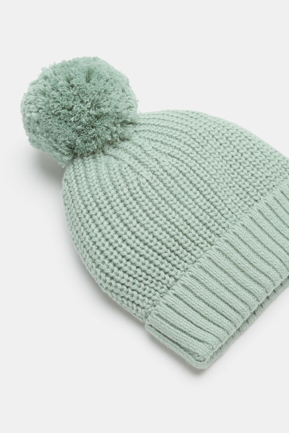 Knitted Pompom Beanie  Sage  hi-res