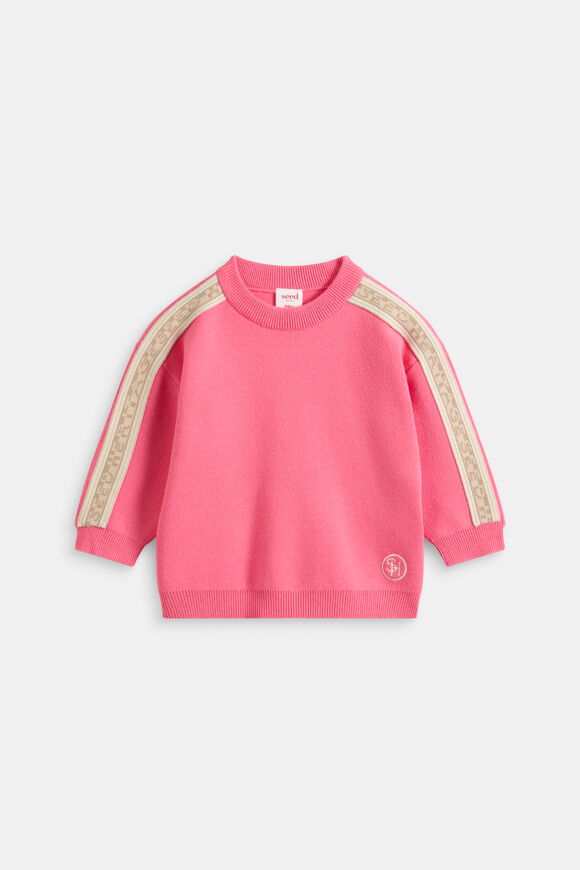 MD Side Stripe Knit Sweater  Bubblegum Pink  hi-res