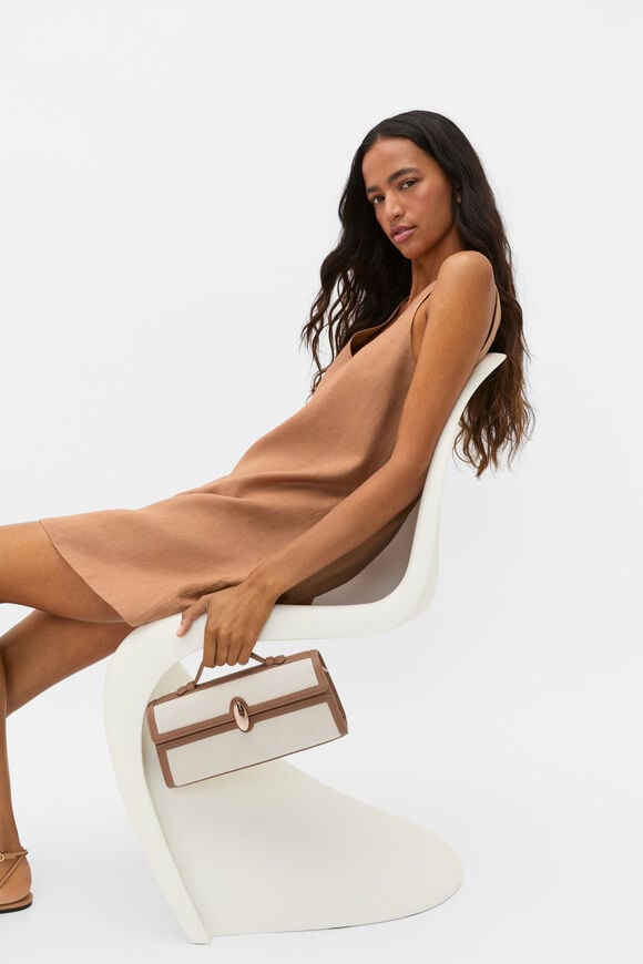 Textured Fabric Clutch  Toffee  hi-res