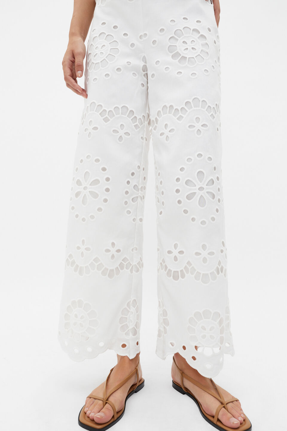 Scallop Broderie Pant  Whisper White