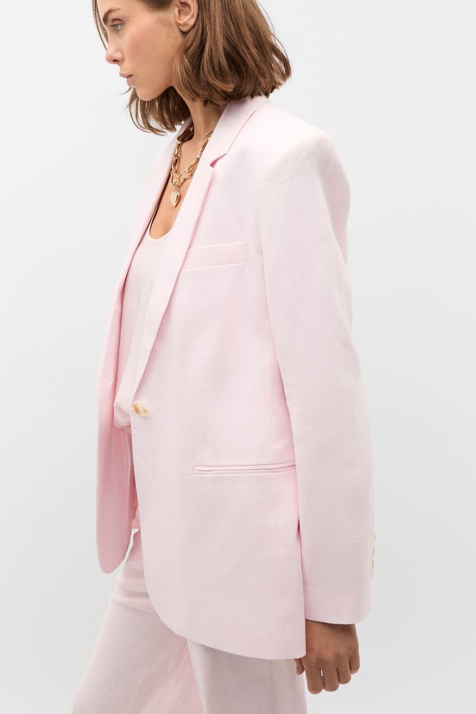 Tailored Linen Back Detail Blazer  Primrose