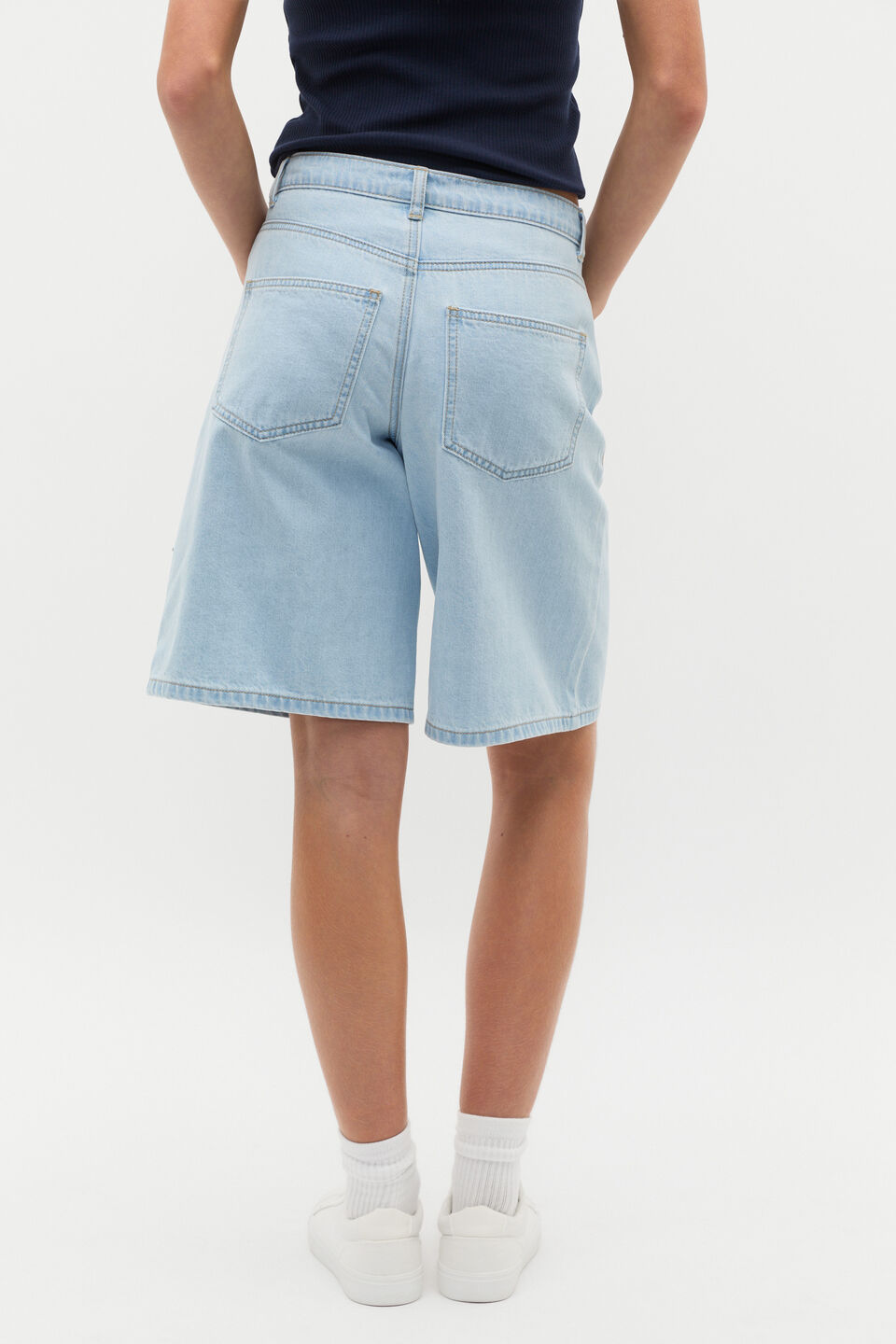 Longline Denim Short  Light Wash