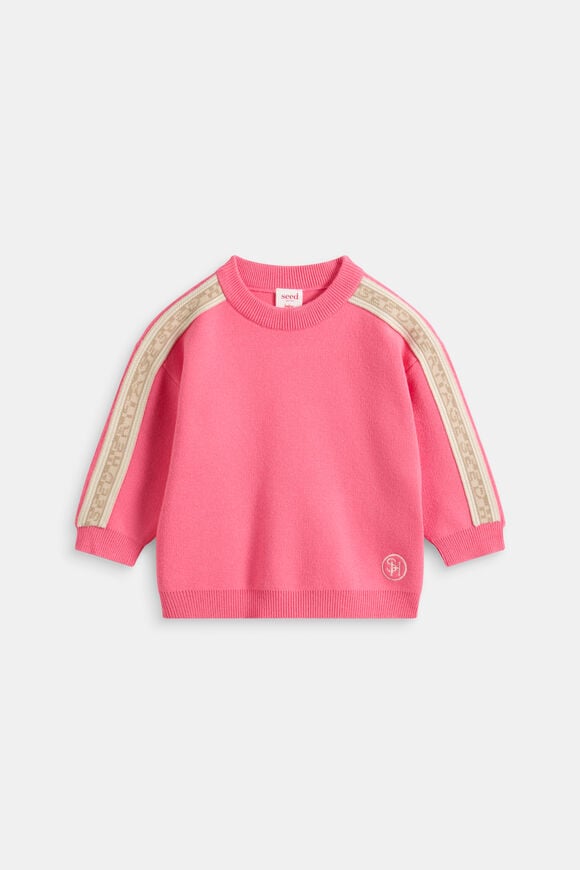 MD Side Stripe Knit Sweater  Bubblegum Pink  hi-res