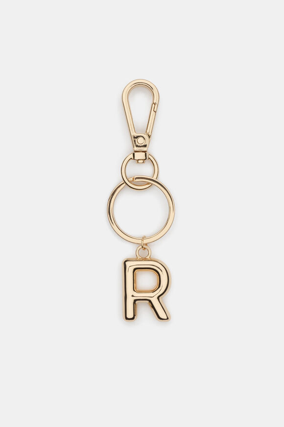 Gold Initial Keyring  R  hi-res