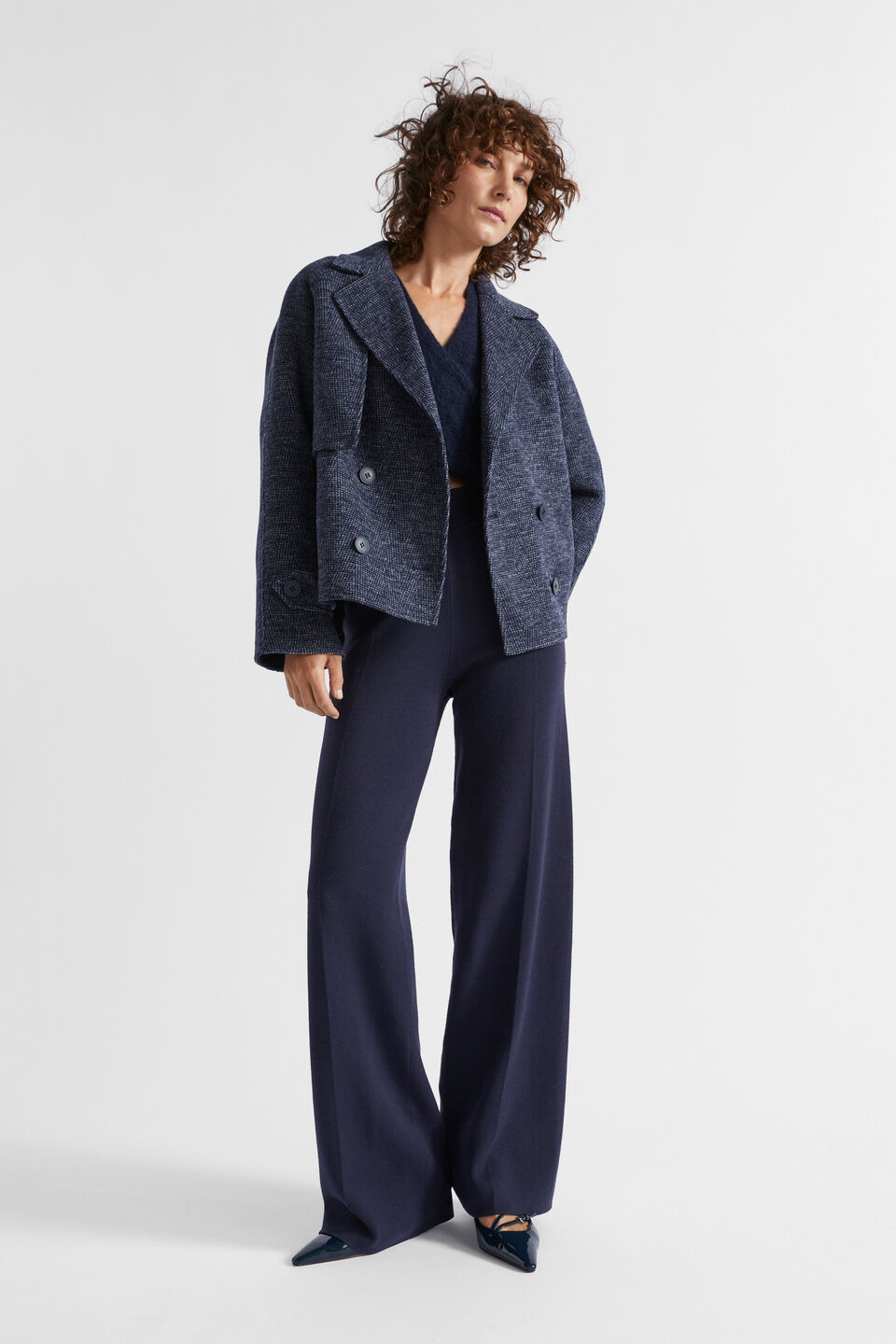 Double Knit Wide Leg Pant  Midnight Sky