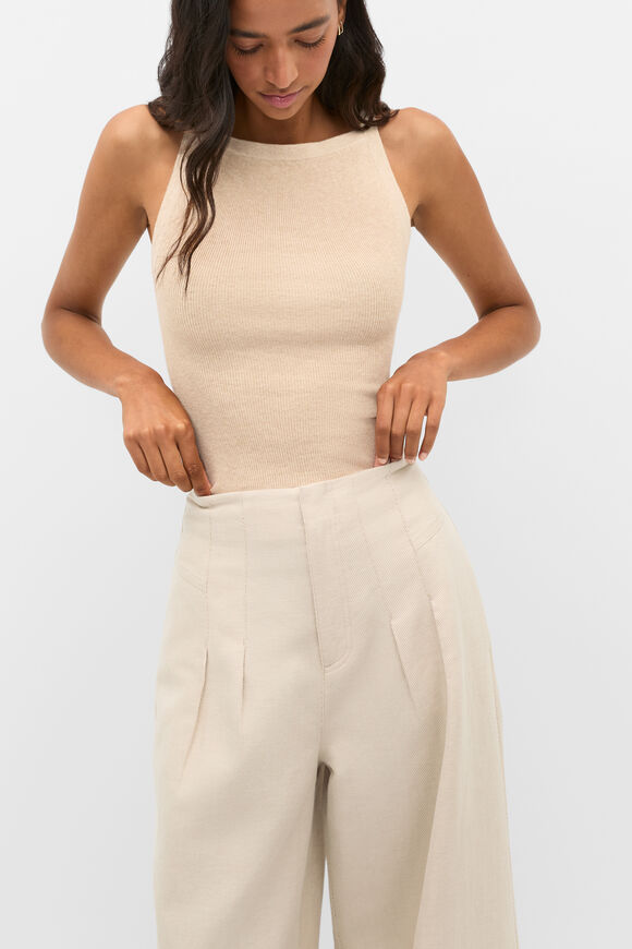 Cotton Blend Rib Knit Top  Ecru Marle  hi-res