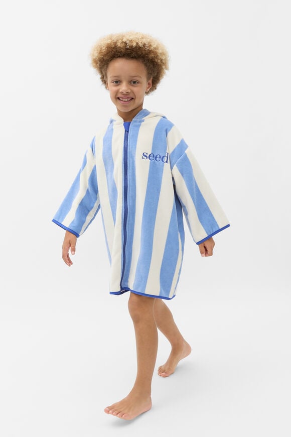 Swim Zip Poncho  Cloud Blue Stripe  hi-res