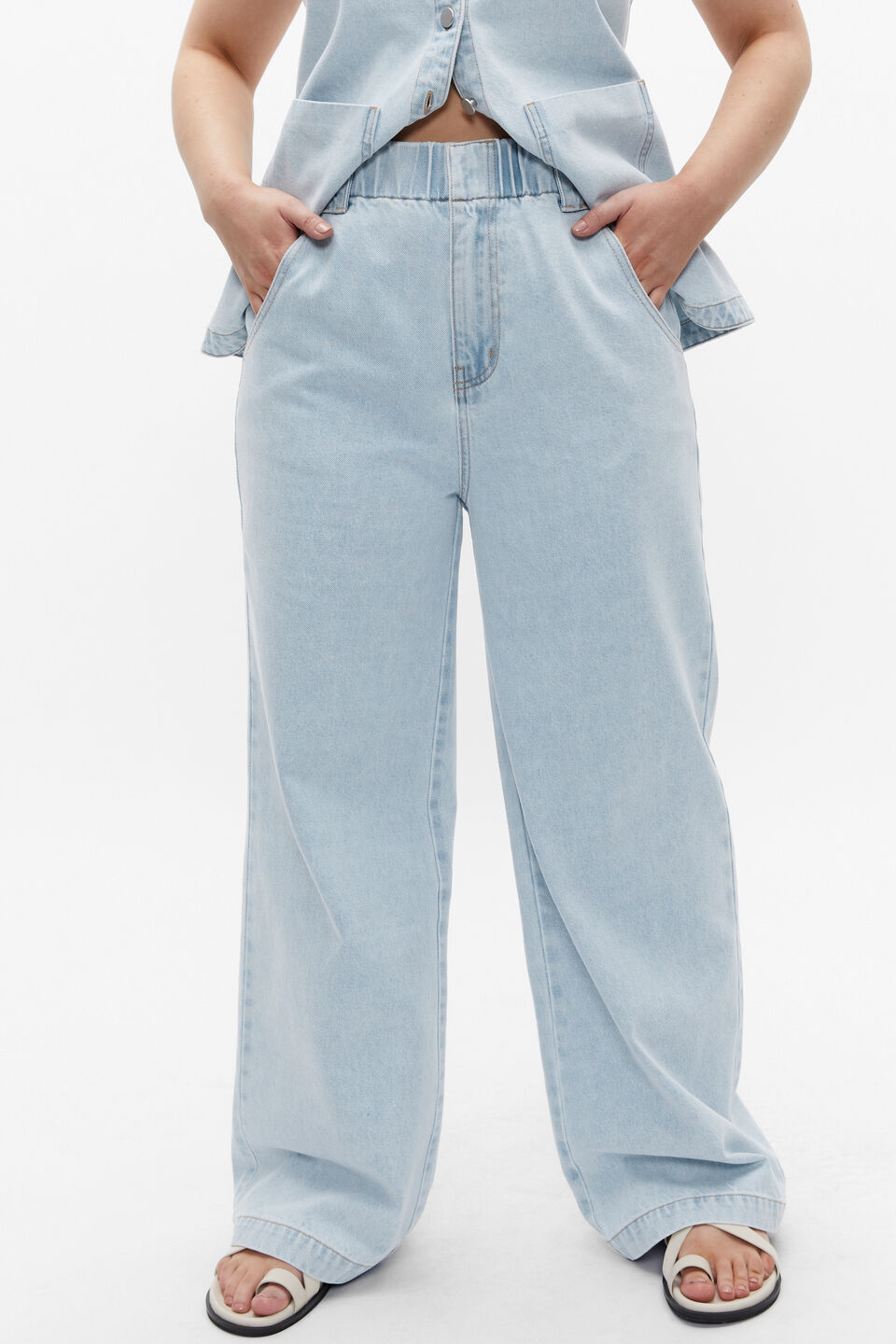 High Waist Elasticated Wide Leg Jean  Glacier Denim