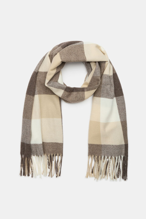 Check Scarf  Coffee Bean Multi  hi-res
