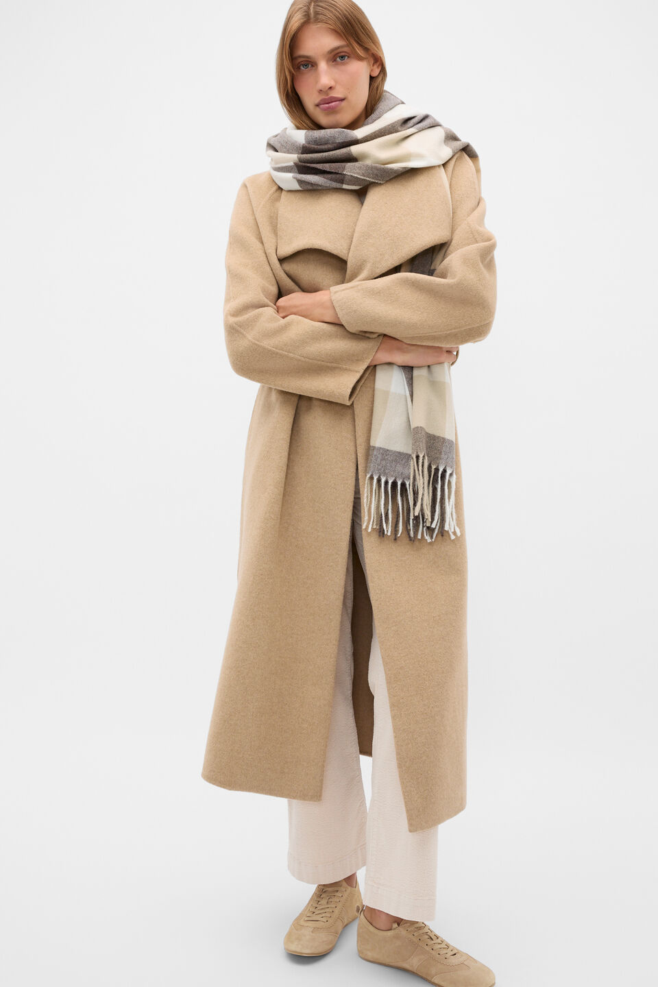 Check Scarf  Coffee Bean Multi