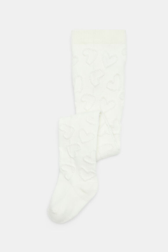 Baby Heart Jacquard Tights  Vanilla  hi-res