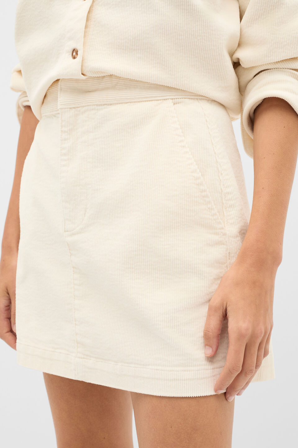 Corduroy Mini Skirt  Coconut Cream