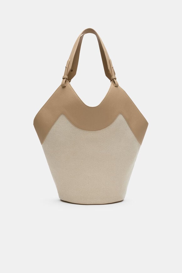Two Tone Gathered Tote  Sandstone  hi-res