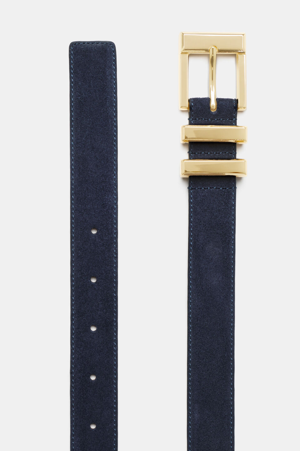 Elle Square Buckle Belt  Twilight Blue Suede