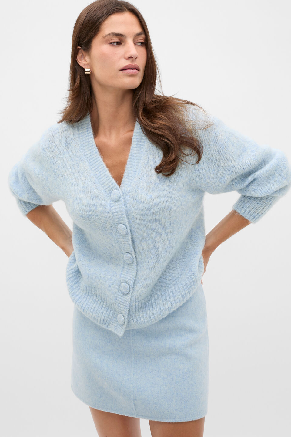 Lofty Relaxed Cardigan  Soft Blue Marle