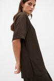 Textured Satin Oversized Tee  Coffee Bean  hi-res