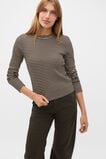 Textured Waffle Crew Neck Top  Coffee Bean Stripe  hi-res