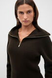 Zip Through Funnel Neck Knit  Coffee Bean  hi-res
