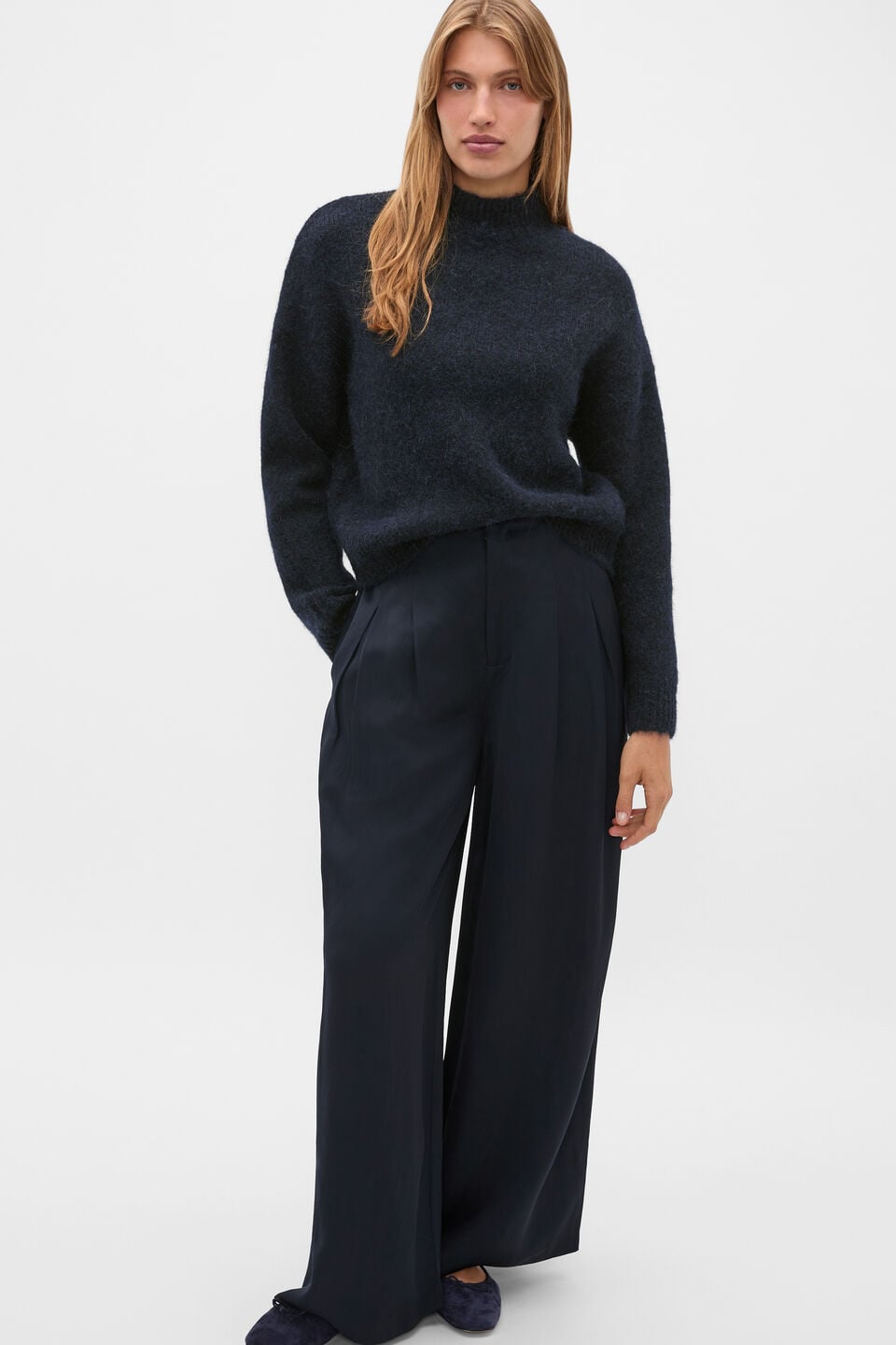 Lofty Mock Neck Knit  Twilight Blue