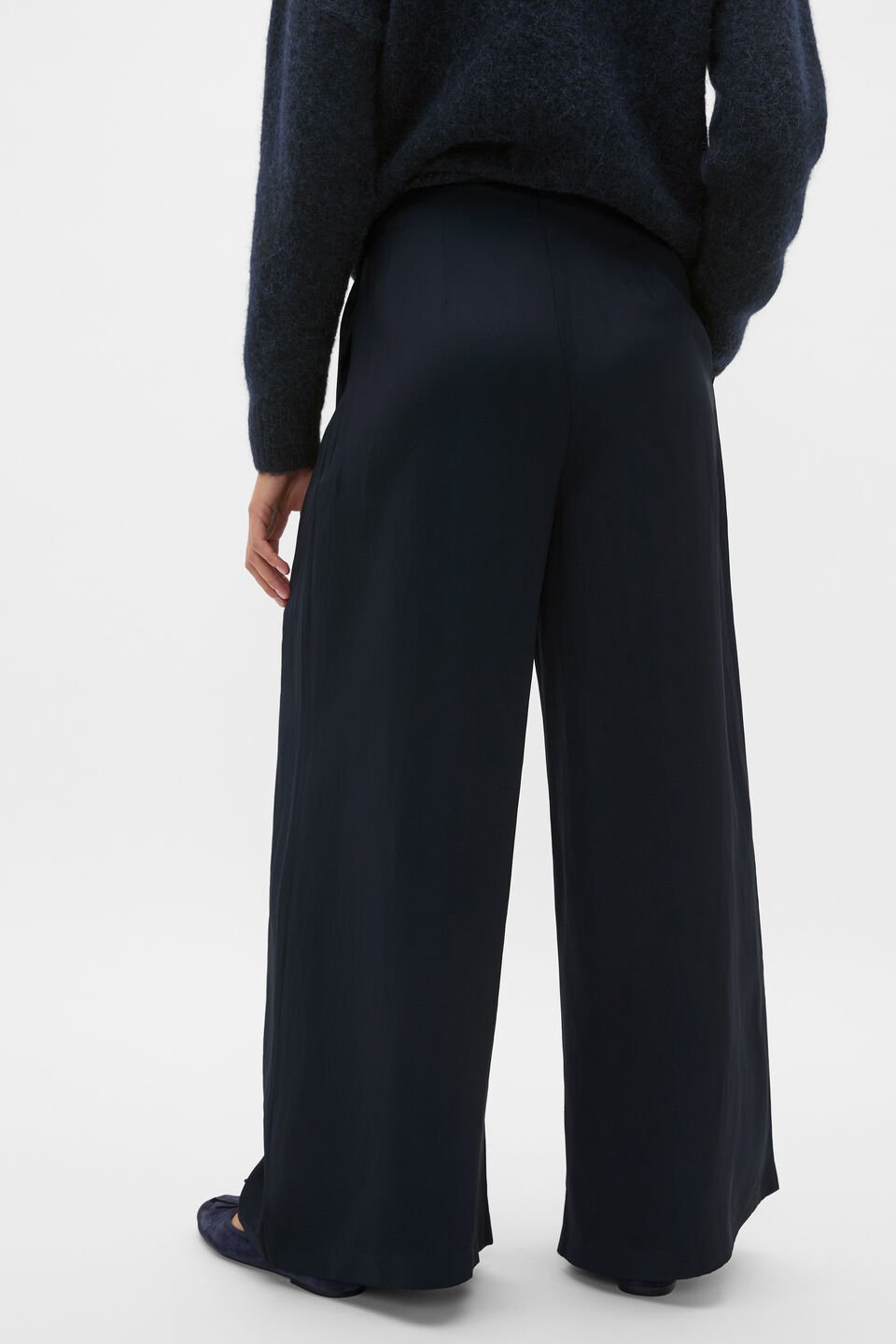 Pleat Front Palazzo Pant  Twilight Blue
