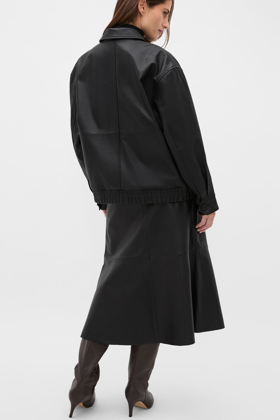 Leather Bomber Jacket  Black