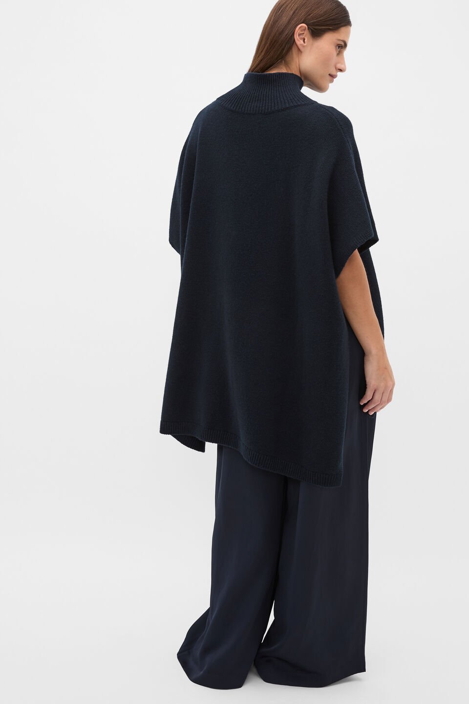 Rib Detail Poncho  Twilight Blue