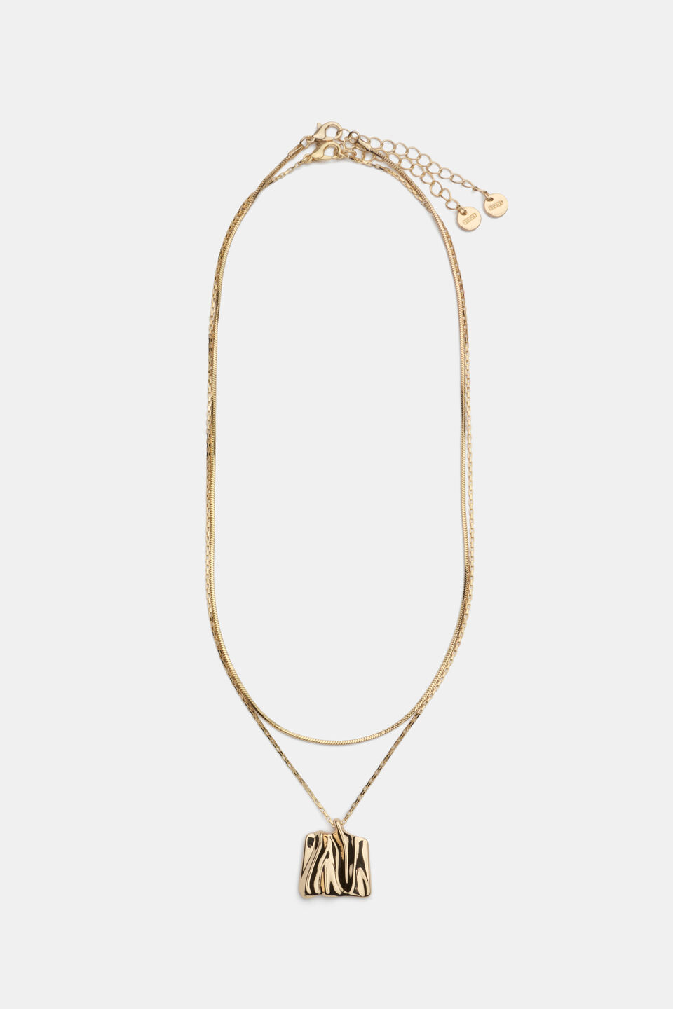 Square Molten Pendant Necklace  Gold