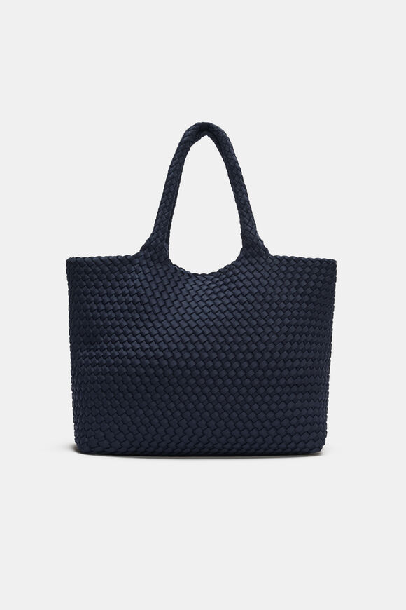 Woven Textured East West Tote  Twilight Blue  hi-res