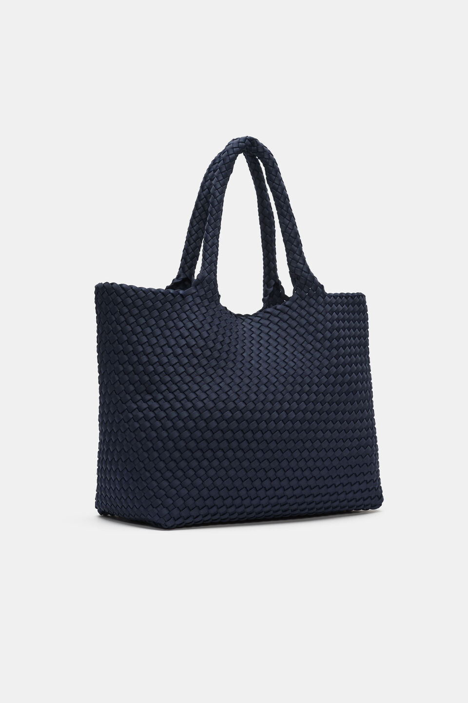 Woven Textured East West Tote  Twilight Blue