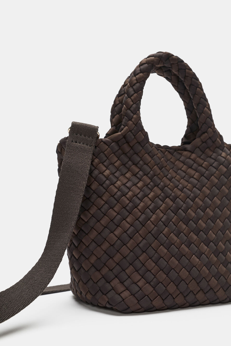 Woven Textured Crossbody Bag  Coffee Bean
