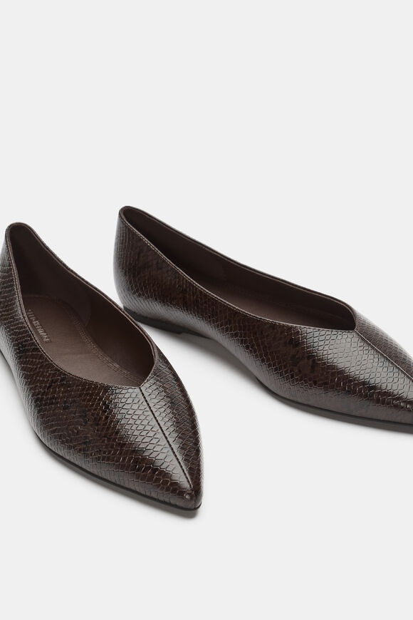 Clem Pointed Ballet Flat  Coffee Bean Snake Print  hi-res