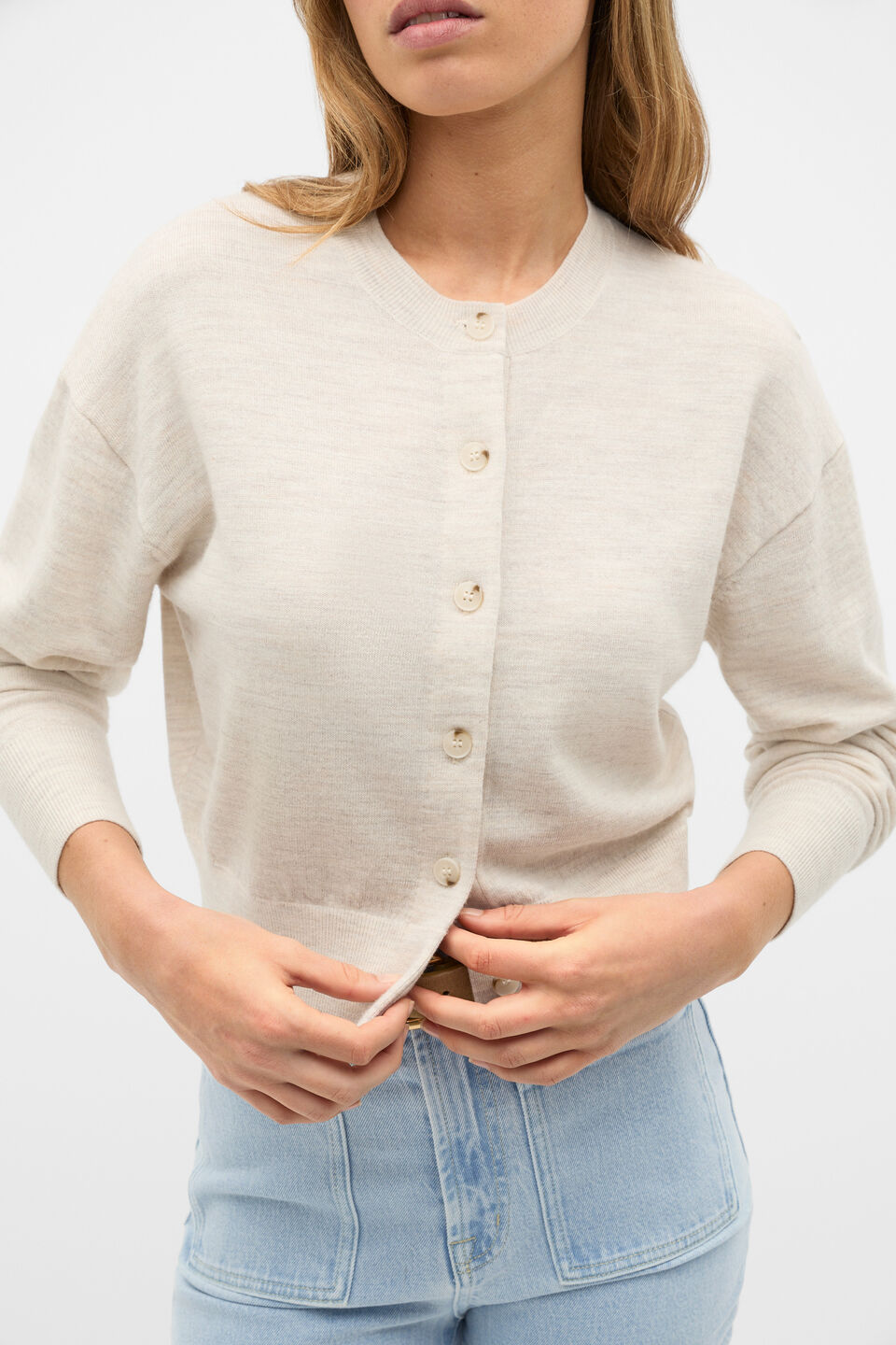 Australian Merino Relaxed Cardigan  Mist Marle