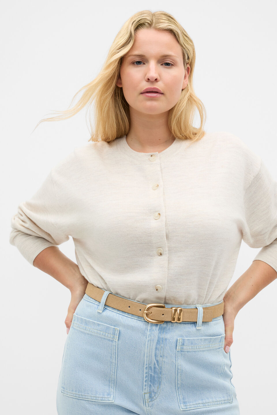 Australian Merino Relaxed Cardigan  Mist Marle