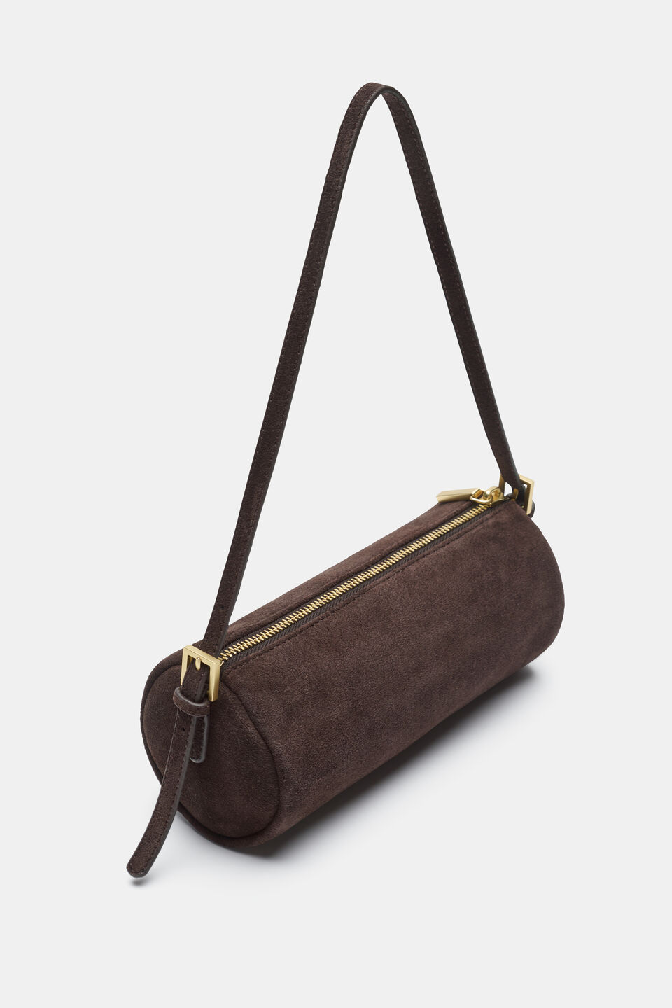 Suede Pouch Shoulder Bag  Chocolate