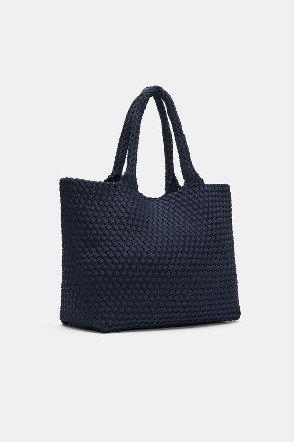 Woven Textured East West Tote  Twilight Blue  hi-res