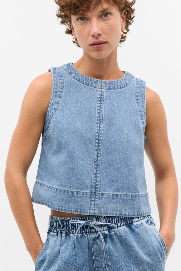 Denim Shell Top  Mist Blue Wash  hi-res