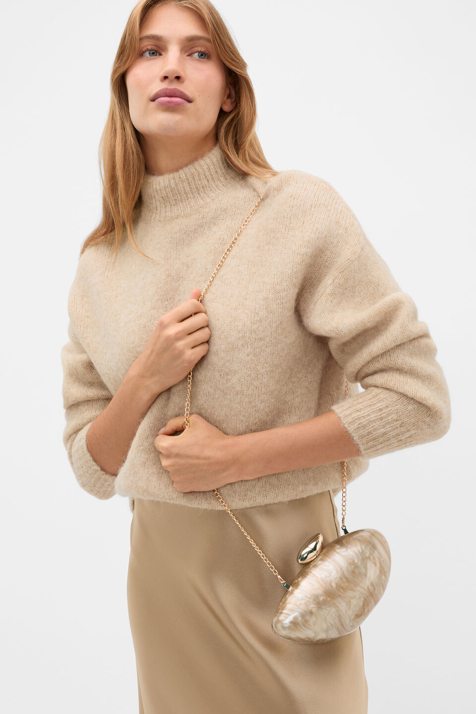 Acrylic Hardcase Clutch  Sandstone