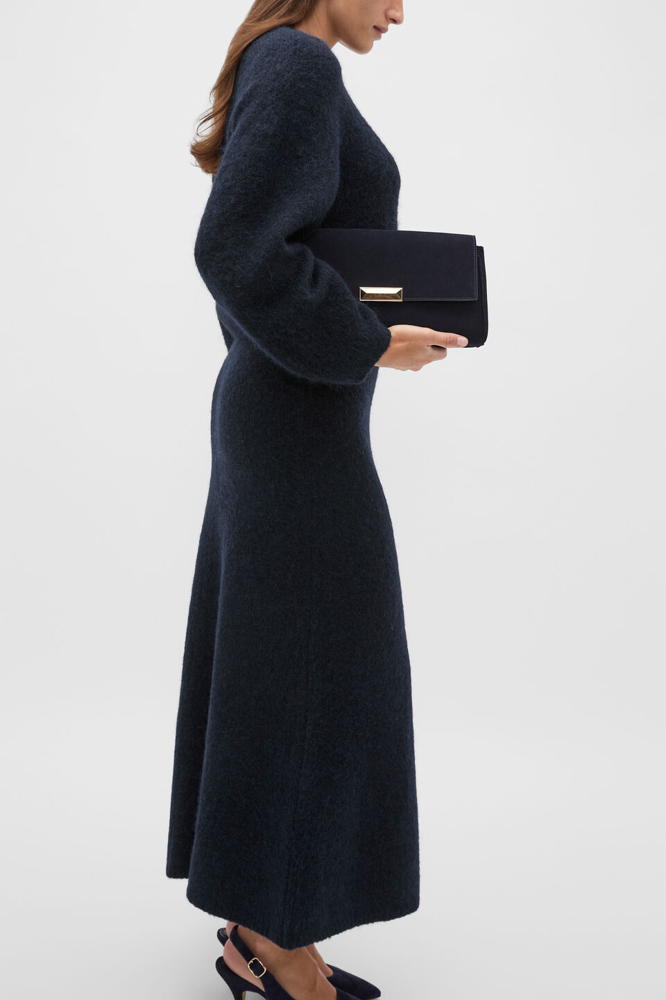 Suede Clutch  Twilight Blue