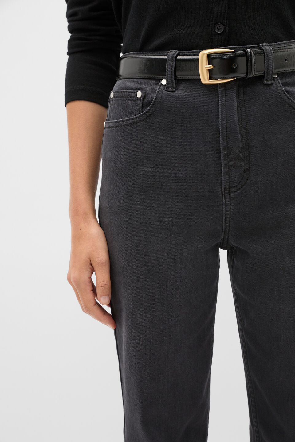 Core Straight Leg Stretch Jean  Washed Black