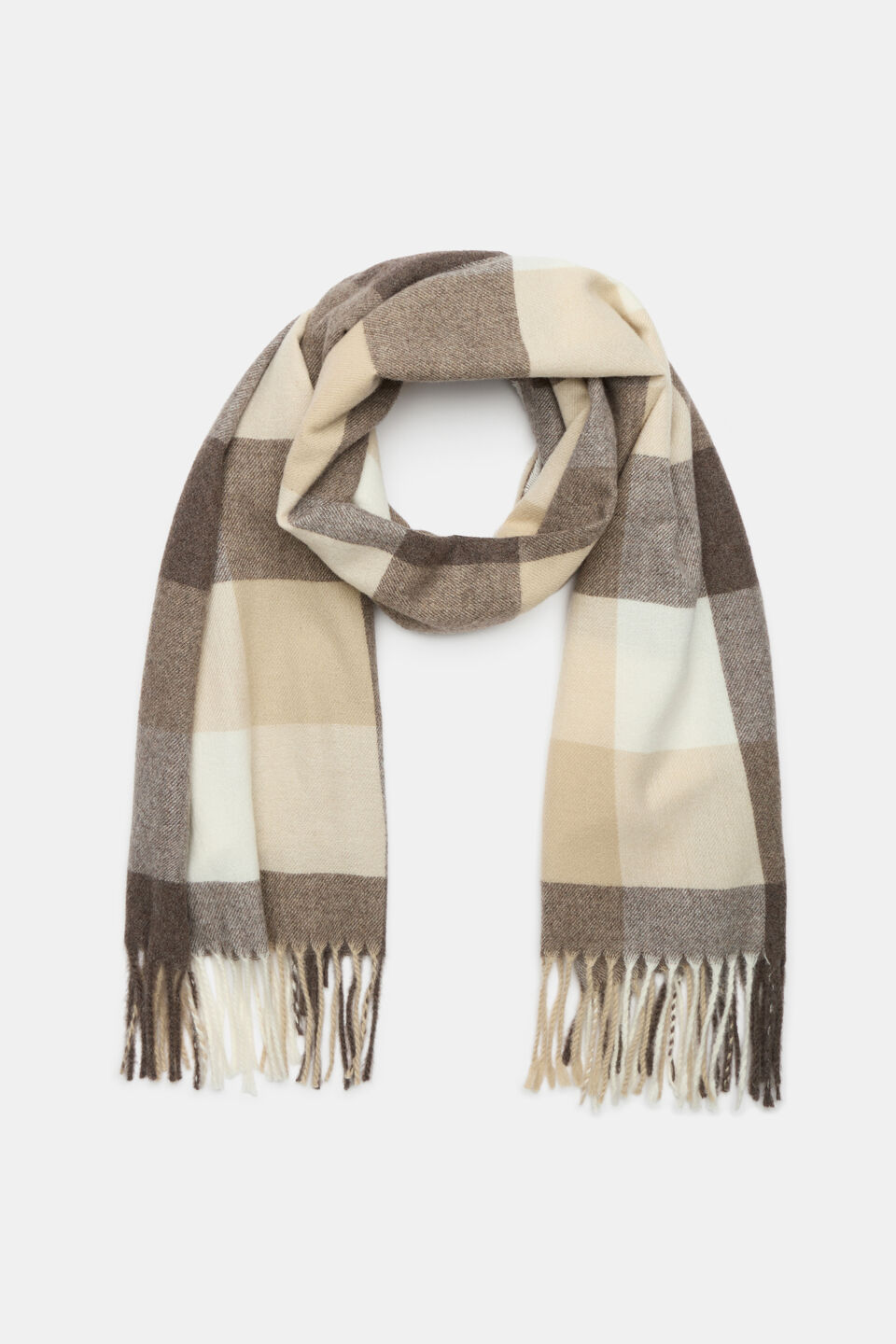 Check Scarf  Coffee Bean Multi