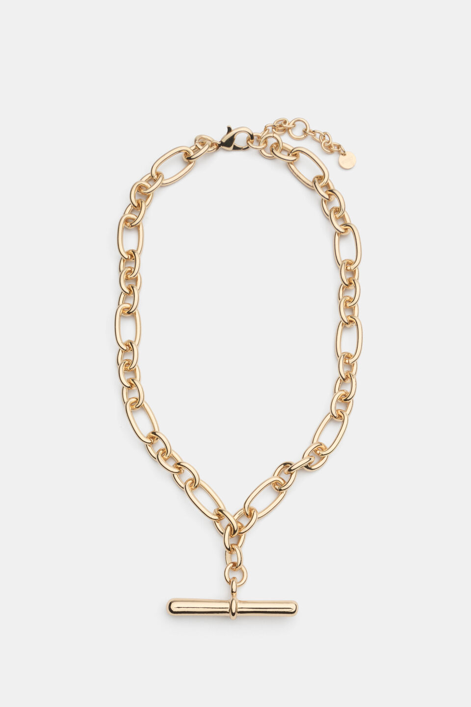 Large T Bar Necklace  Gold