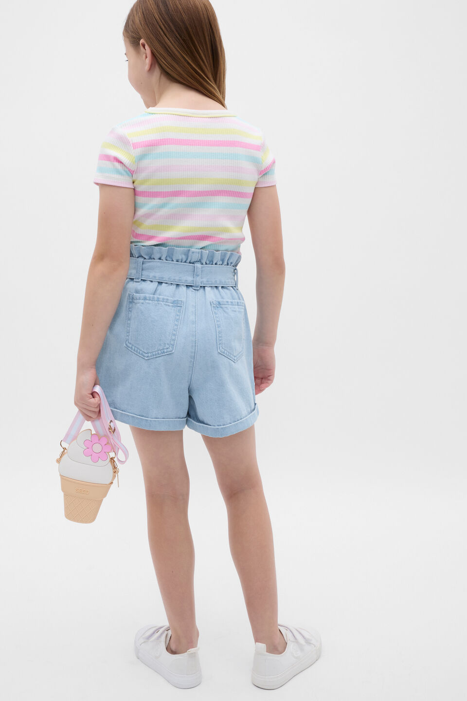 Paperbag Short  Light Wash